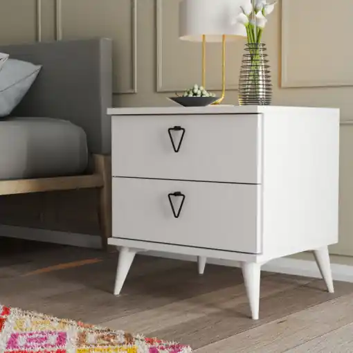 Noptiera Model Shepard, Alb, 52X45X55.1cm Popular