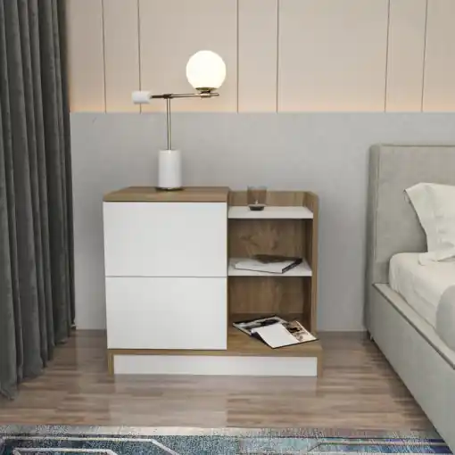 Noptiera Model Morrison, Nuc/Alb, 72x45x60cm Lichidare de stoc