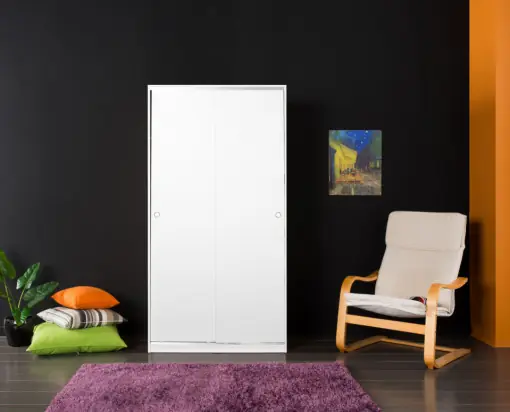 Lichidare de stoc Dulap haine Model SWD-431-BY-2, Alb, 94x52x182 cm