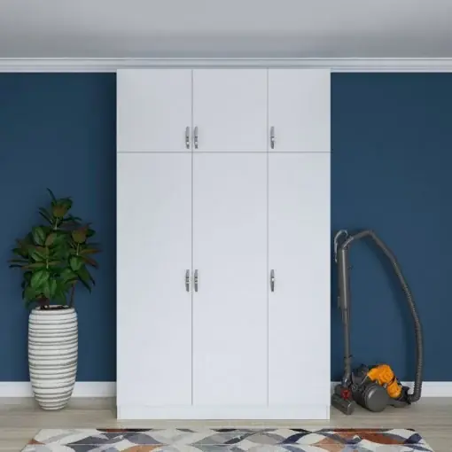 Plată sigură Dulap haine Model BA104, Alb, 145x55x239 cm