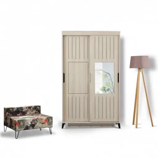 Dulap haine Model Pacific, Bej, 120x60x216 cm Ieftin