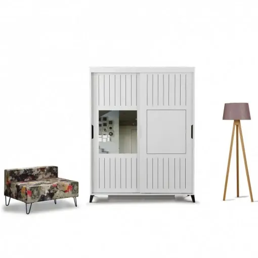 Comandă acum Dulap haine Model Pacific, Alb, 130x60x216 cm