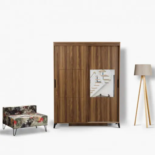 Preț promoțional Dulap haine Model Pacific, Nuc, 140x60x216 cm