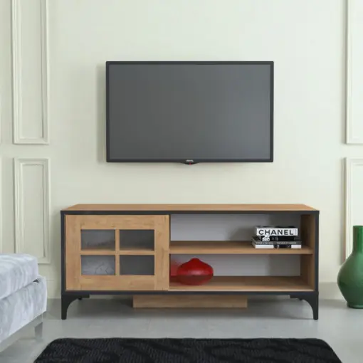 Comoda TV Salvador, Model Revival, 125x54x42 cm, Stejar Reducere