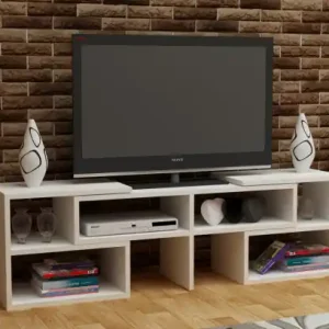 Comoda TV Salvador, Model Care, 138.6x40x29.5 cm, Alb Reducere de preț