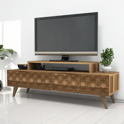 Reducere de preț Comoda TV Salvador, Model City, 140x48.8x41.8 cm, Nuc