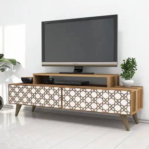 Comoda TV Salvador, Model City, 140x48.8x41.8 cm, Nuc/Alb Cumpără acum