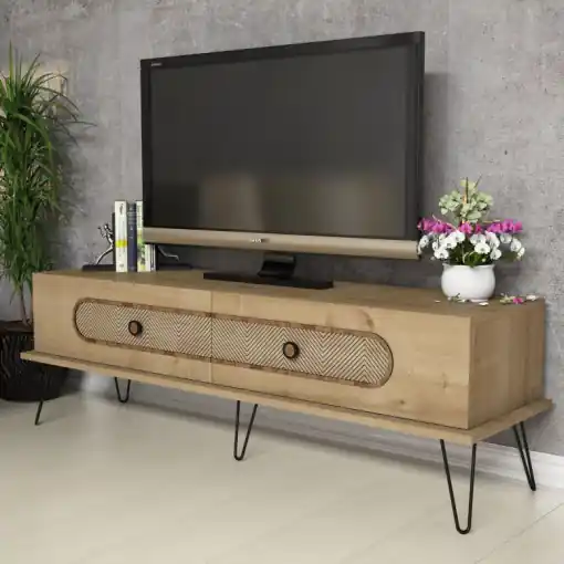 Comoda TV Salvador, Model Ekol, 145x45x40 cm, Stejar Ultima șansă