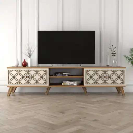 Comoda TV Salvador, Model Class, 180x44x35 cm, Nuc/Crem Noutate