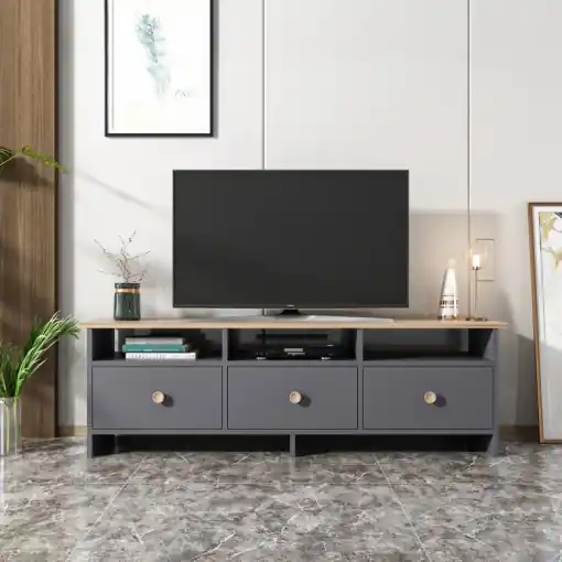 Ofertă limitată Comoda TV Salvador, Model Oslo, 150x47x36 cm, Antracit