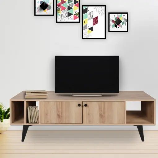 Ofertă Comoda TV Salvador, Model Sidney, 150x40x50 cm, Stejar