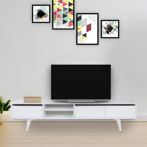 Livrare expres Comoda TV Salvador, Model Graz, 180x30x45 cm, Alb