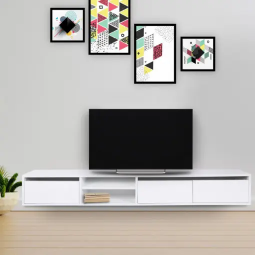 Comoda TV Salvador, Model Dublin, 180x30x25 cm, Alb Mai ieftin