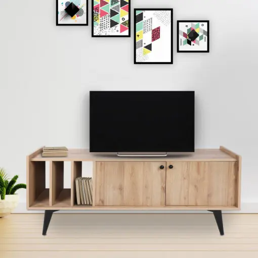 Comoda TV Salvador, Model Viyana, 150x40x62 cm, Stejar Reducere extra