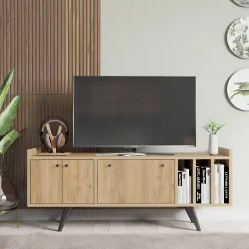 Reduceri Comoda TV Salvador, Model Brukge, 150x56x40 cm, Stejar