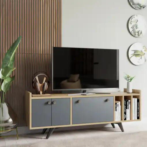 Comoda TV Salvador, Model Maribor, 150x40x62 cm, Nug/Antracit Reducere specială