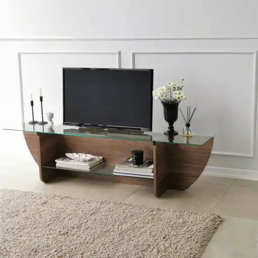 Comoda TV Salvador, Model Lily, 158x40x35 cm, Nuc Promoție