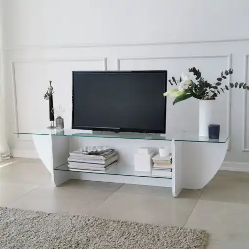 Comoda TV Salvador, Model Lily, 158x40x35 cm, Alb Chilipir