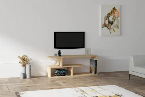 Comoda TV Salvador, Model Cafu, 100x40x29.6 cm, Stejar safir Retur gratuit