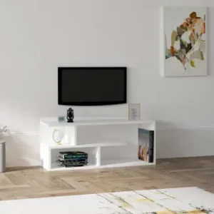 Comoda TV Salvador, Model Cafu, 100x40x29.6 cm, Alb Plată sigură