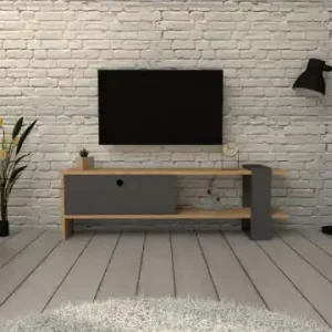 Plată sigură Comoda TV Salvador, Model Yonca, 120x36.8x25 cm, Stejar/Antracit