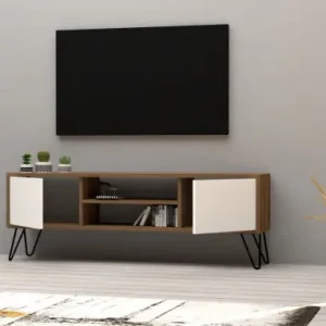 Livrare rapidă Comoda TV Salvador, Model Eva, 140x50x30 cm, Alb/Nuc