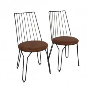 Cumpărături sigure Set 2 scaune Model Ada, Maro, 44x44x84 cm