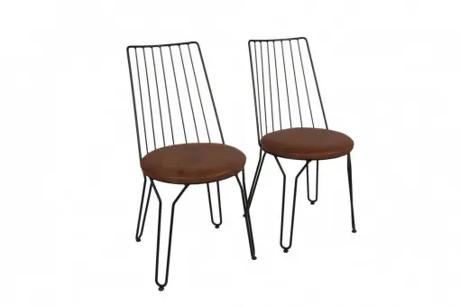 Cumpărături sigure Set 2 scaune Model Ada, Maro, 44x44x84 cm