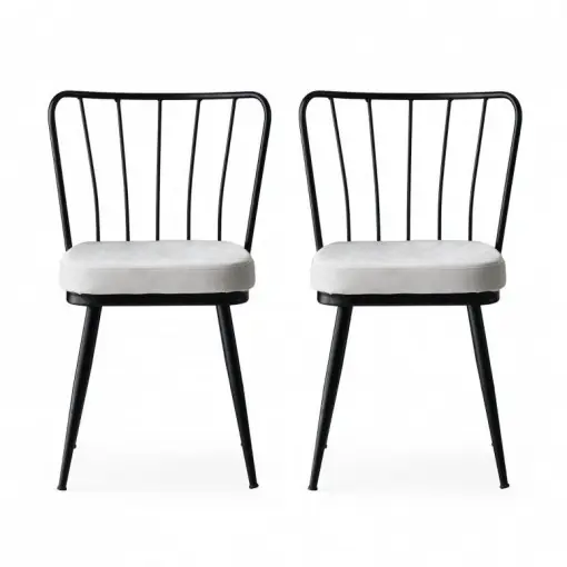 Preferatul clienților Set 2 scaune Model Star, Alb/Negru, 43x42x82 cm