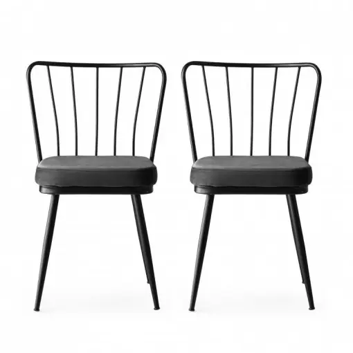 Super ofertă Set 2 scaune Model Star, Gri/Negru, 43x42x82 cm