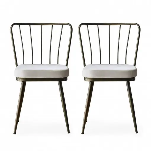 Reducere extra Set 2 scaune Model Star, Alb/Negru, 43x42x82 cm