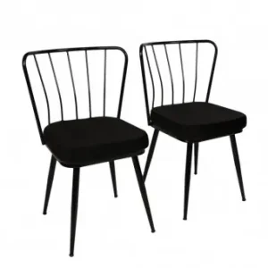 Preț mic Set 2 scaune Model Star, Negru, 43x42x82 cm