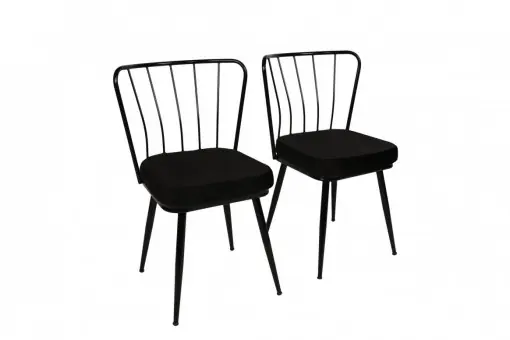 Preț mic Set 2 scaune Model Star, Negru, 43x42x82 cm