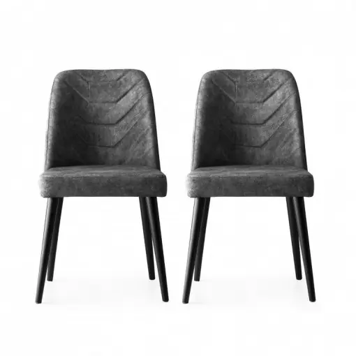 Ieftin Set 2 scaune Model Dallas, Gri, 50x49x90 cm