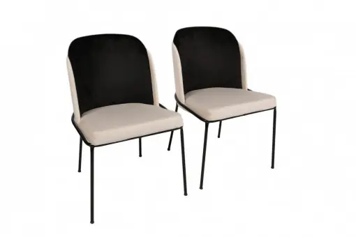 Set 2 scaune Model Dore, Crem/Negru, 54x55x86 cm Nu rata