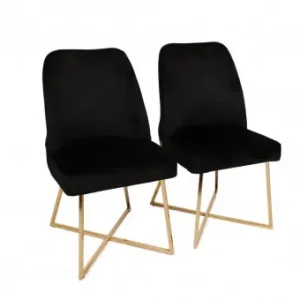 Nu rata Set 2 scaune Model Madrid, Negru/Gri/Auriu, 50x49x90 cm