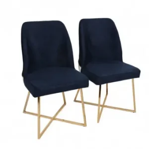Set 2 scaune Model Madrid, Bleumarin/Auriu, 50x49x90 cm Lichidare de stoc