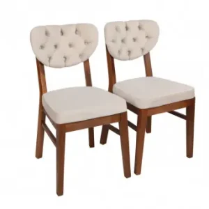 Set 2 scaune Model Elma, Nuc/Crem, 41.5x43.5x86 cm Lichidare de stoc
