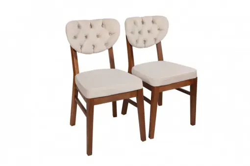 Set 2 scaune Model Elma, Nuc/Crem, 41.5x43.5x86 cm Lichidare de stoc
