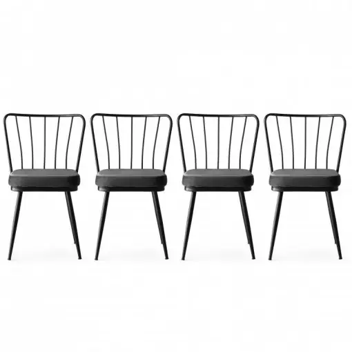 Ofertă specială Set 4 scaune Model Star, Gri/Negru, 43x42x82 cm