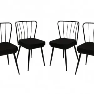 Set 4 scaune Model Star, Negru, 43x42x82 cm Plată securizată