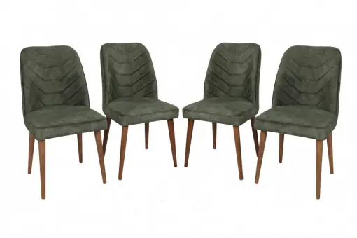 Noutate Set 4 scaune Model Dallas, Verde/Nuc, 50x49x90 cm