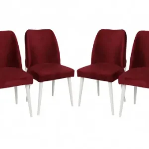 Disponibil imediat Set 4 scaune Model Nova, Bordeaux/Alb, 50x49x90 cm
