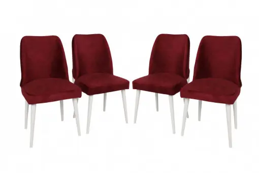 Disponibil imediat Set 4 scaune Model Nova, Bordeaux/Alb, 50x49x90 cm