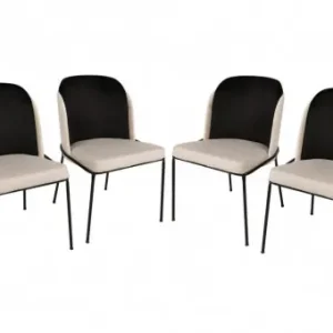 Set 4 scaune Model Dore, Crem/Negru, 54x55x86 cm Ofertă