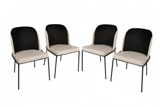 Set 4 scaune Model Dore, Crem/Negru, 54x55x86 cm Ofertă