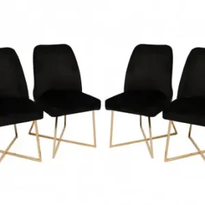 Ultima șansă Set 4 scaune Model Madrid, Negru/Gri/Auriu, 50x49x90 cm