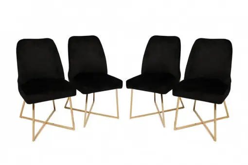 Ultima șansă Set 4 scaune Model Madrid, Negru/Gri/Auriu, 50x49x90 cm