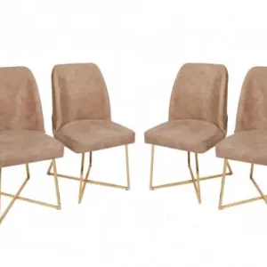 Set 4 scaune Model Madrid, Bej/Auriu, 50x49x90 cm Nu rata