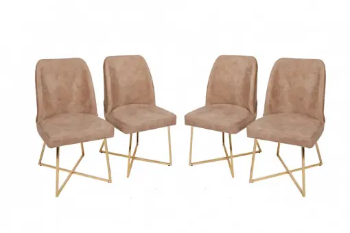 Set 4 scaune Model Madrid, Bej/Auriu, 50x49x90 cm Nu rata
